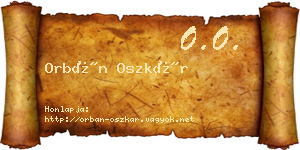 Orbán Oszkár névjegykártya