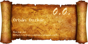 Orbán Oszkár névjegykártya